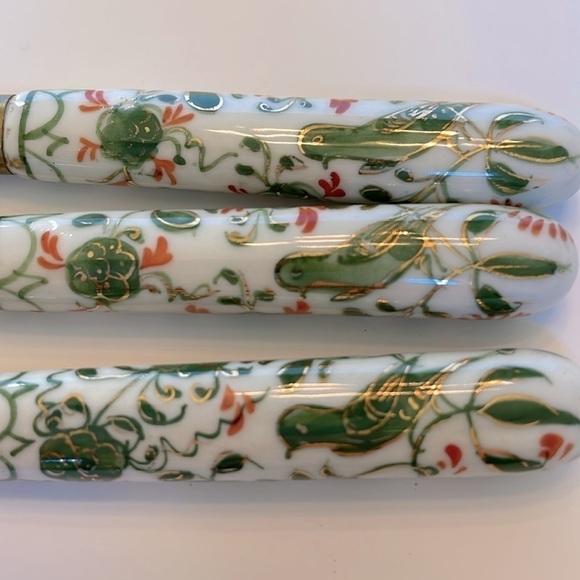 Antique Stahl Bronce Knives Germany Porcelain Brass Hand Painted Appetizer Fruit - Picture 7 of 7